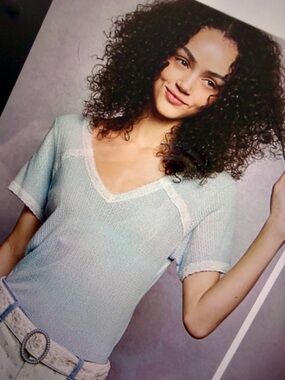 ❤️Hello Sexy! POL Lace Detail V-Neck Ribbed Cami - Powder Blue